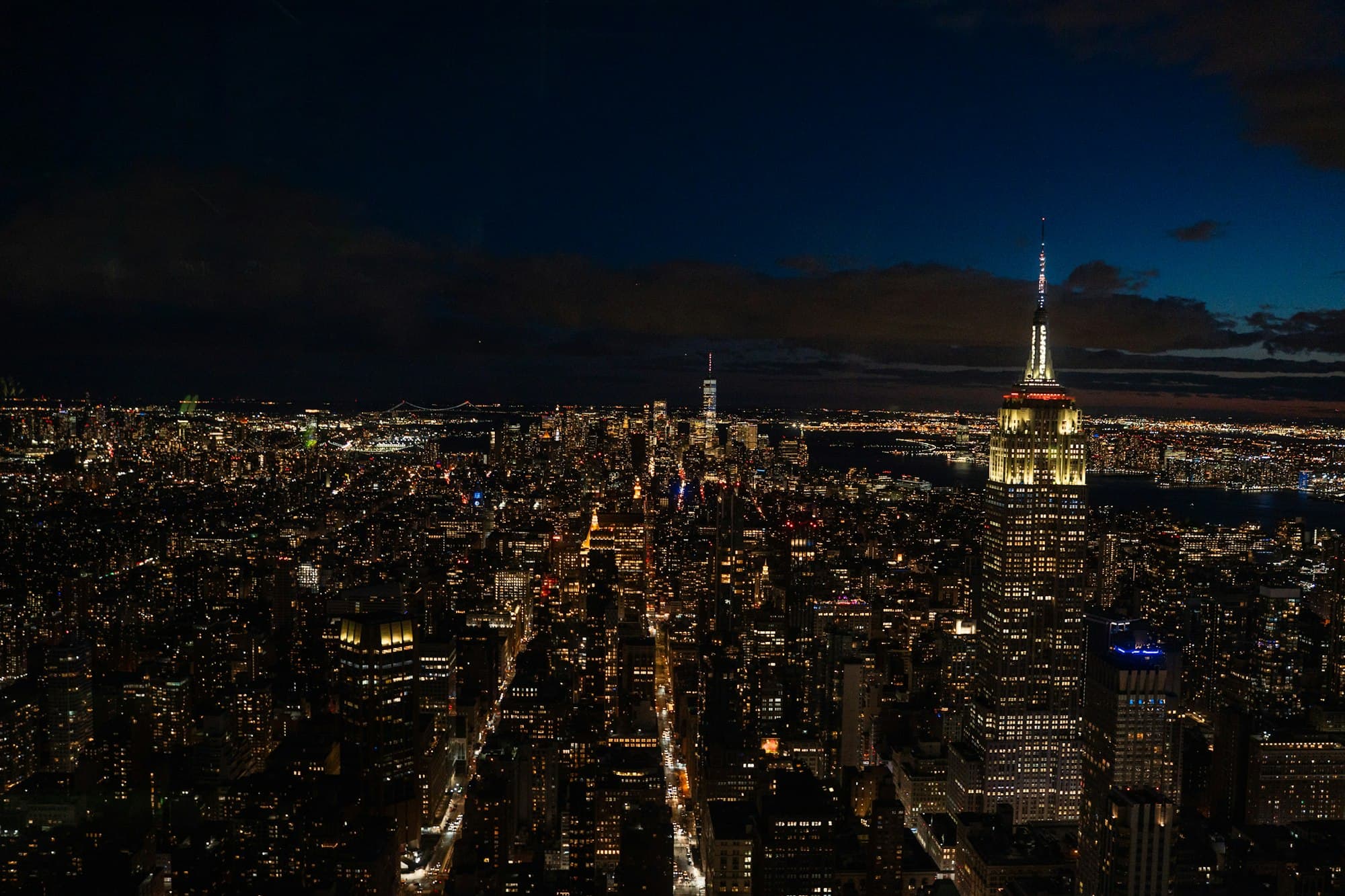 Manhattan from above after dark